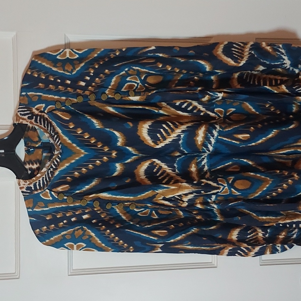 FARM Rio Women's Pineapple Ikat Raglan Sleeve Mini Dress Size Large - Picture 7 of 16